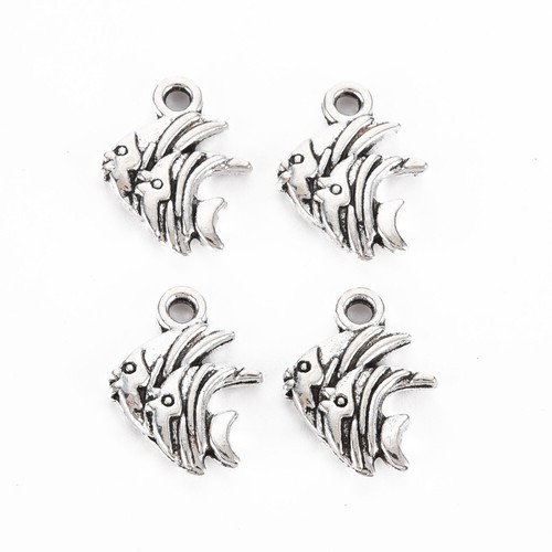 Tibetan silver fish charms - silver,