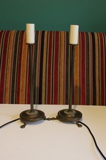 Pair of Vintage Laura Ashley Bronze Brass Table Lamps Candle Light on Lion Feets