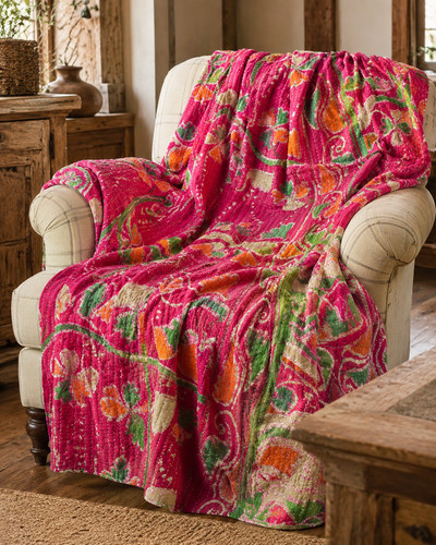 New artisan kantha bedspread - new,