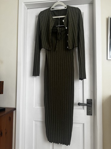 Khaki ribbed twin set - ribbed, –