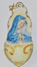 Vintage German Bisque Porcelain Madonna & Child HOLY WATER FONT Stoup Biscuit