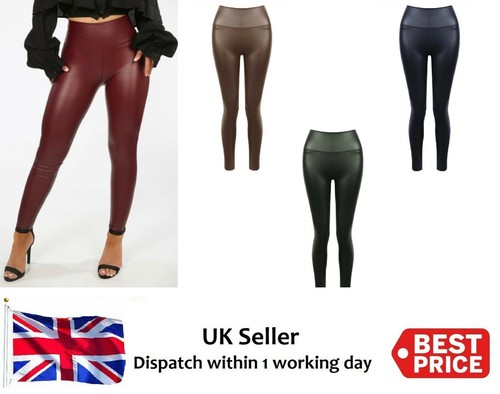 Women leather look leggings - leather,
