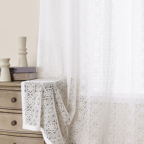 Floral lace curtain panel - floral,