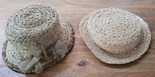 TWO DOLLS STRAW BONNETS 13 &