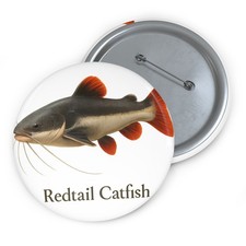 Custom Pin Button Badge Redtail Catfish Amazon River Art