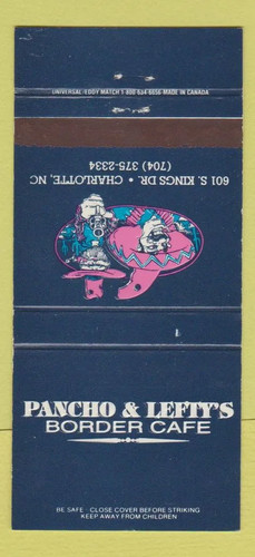 Matchbook cover pancho - -,