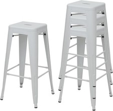Set of 4 Tolix Style Stackable Metal Counter Bar Stools Chairs Seat Height 76cm