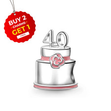 40th Birthday Cake S925 Sterling Silver Bead Charm Mum Wife Daughter Sister Nan