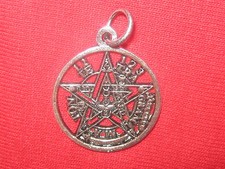 23MM Silver Pewter Wiccan Tetragrammaton Pentagram Star Pendant Charm Necklace  