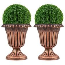 Large Plastic Urn Planters Set of 2 Vintage Bronze Flower Pots