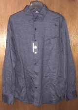 Hart Schaffner Marx Mens New $99 Long Sleeve Button Shirt L Large Dark Blue NWT