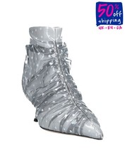 RRP €950 MIDNIGHT 00 Ankle Boots US8 UK5 EU38 Ruched Polka Dot Made in Italy