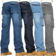 Kruze Mens Combat Jeans Cargo Denim Trousers Casual Work Pants All Waists Sizes