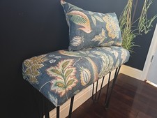 Modern Hallway Bench - Narrow Window Seat - Chanterelle Mirage Fabric