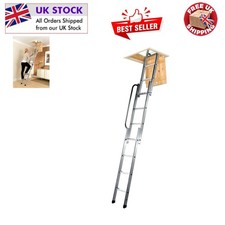 Aluminium 3-Section Loft Ladder with Handrail | Safe Elevation up to 300cm