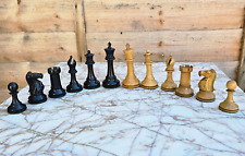 Antique Chess Set - F.H AYRES Staunton red Crowns Boxwood Ebony Weighted