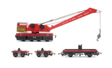 HORNBY 'OO' GAUGE R197 COWANS SHELDON RED BREAKDOWN CRANE WAGONS *WEATHERED*