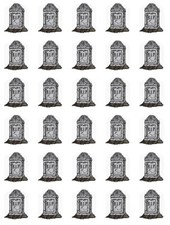 30 Halloween Tomb Stones Cupcake Toppers Edible Wafer Paper Fairy Cake Topper