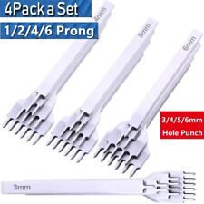 4X 3/4/5/6mm Leather Craft Pricking Iron Lacing Stitching Chisel Hole Punch Tool