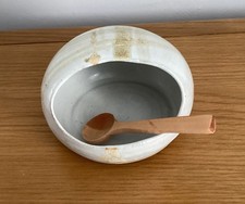 Salt Pig With Spoon By Maggie Zerafa, The Bay Pottery, Isle Of Skye 1 Off Piece