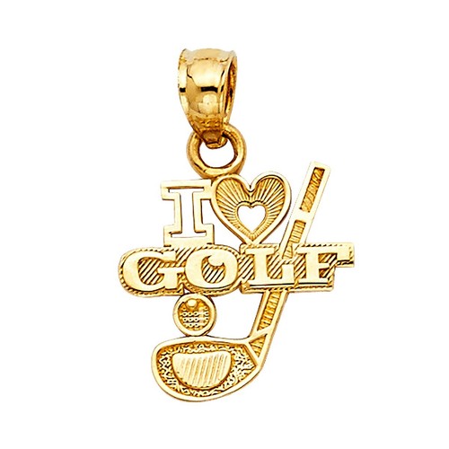 14k yellow gold love golf - love,