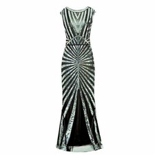 Vintage 1920s Flapper Dress Great Gatsby PROM Party Cocktail Sequin Long Dresses