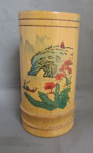 Japanese bamboo brush pot - japanese,