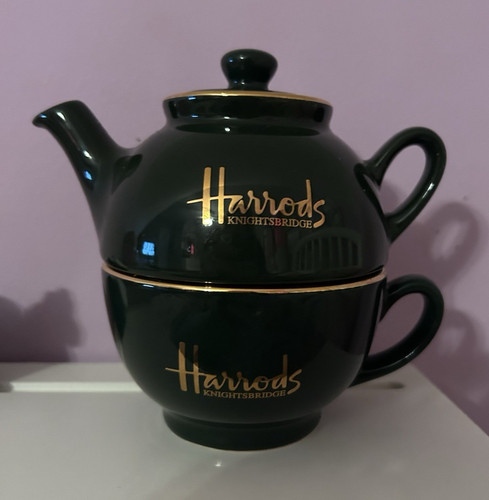Harrods green ceramic teapot - harrods,