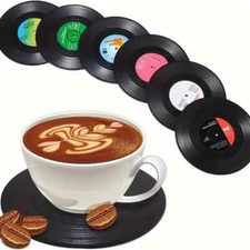 SALE  New Set of Six  Vinyl Record Drinks Coasters Great Quality  . Boxed