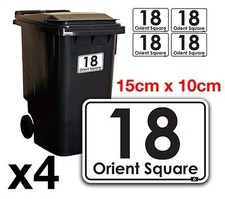 x4 WHEELIE BIN NUMBERS CUSTOM HOUSE AND ROAD STREET NAME STICKERS A6 - BN-19B