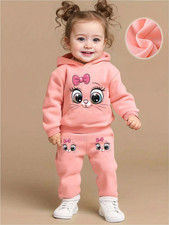 Cute Baby Girl Cat Hoodie & Pants Set Fleece Outfit 2PCS Spring Autumn UK