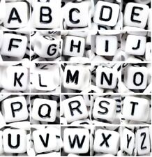 AAA alphabet letter white cube beads black letter of 6 mm mixed & single ABC...Z