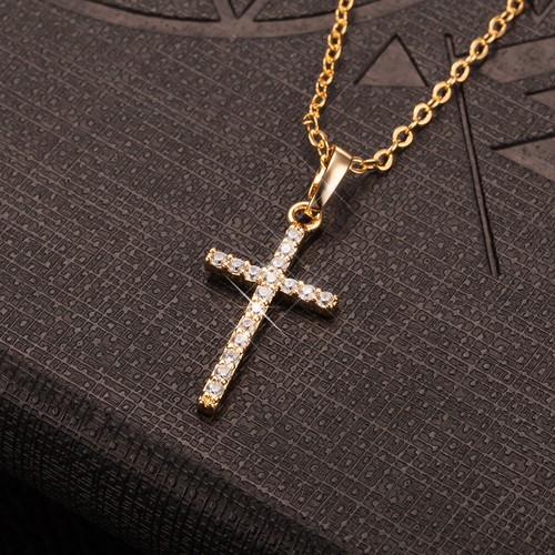 Crystal cross pendant necklace - crystal,