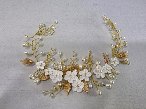 Gold tone bridal hair vine - gold,