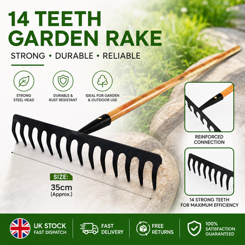 Heavy duty steel garden rake - heavy,