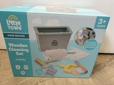 Aldi Little Town Wooden Cleaning Set Pretend Role Play 8 Pieces