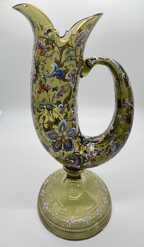 Antique moser art glass green - antique,