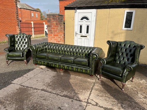 Antique green leather