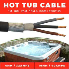 HOT TUB CABLE ARMOURED CABLE 10MM OR 6MM 3 CORE SWA CABLE FOR JACUZZI 40A / 32A