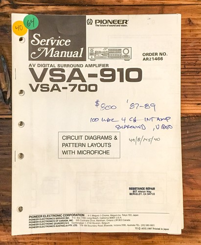 Pioneer vsa 910 700 - pioneer, vsa-700