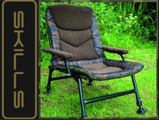 Carp Fishing Chair Skills Tackle Camo with arm rest covers low adjustable legs