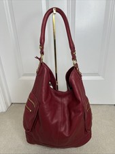 Anthropologie Linea Pelle Collection Red Pebbled Leather Hobo Shoulder Bag
