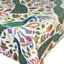 Fryetts Scandi Peacock Teal PVC WIPE CLEAN Oilcloth Tablecloth