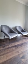 2 Grey Velvet Mid Century