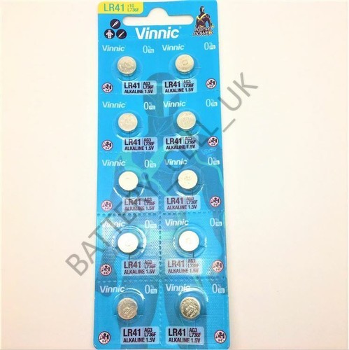 10x lr41 vinnic alkaline - lr41,