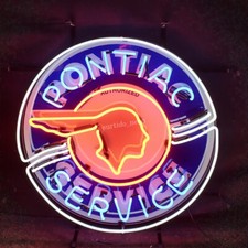 Pontiac Service 19"x19" Neon Light Sign Garage Man Cave Wall with Acrylic Logo