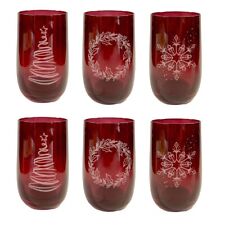 Dartington Crystal White Christmas Tumblers Set of 6, Glass