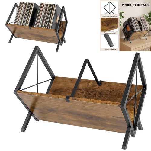 Wood record storage rack - rack, 80lp