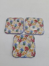 Royal Winton Grimwades Chintz Marguerite Chintz Mini Square Plates Set Of 3