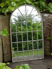 Deluxe Arched Metal & Glass Garden Mirror - 60cm x 36cm
